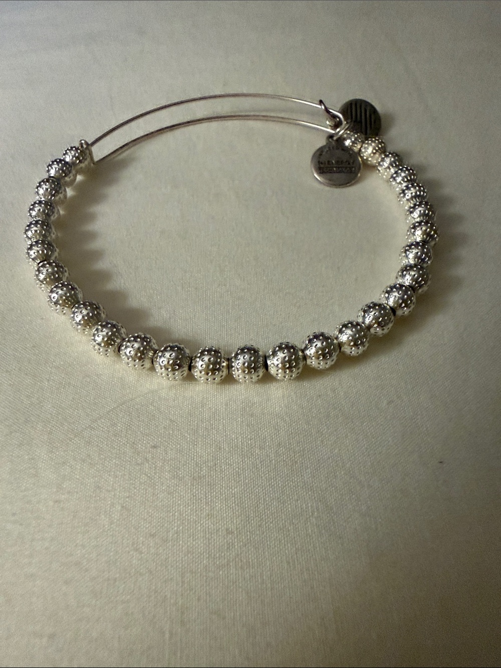 Textured Silver Bead Expandable Bracelet - Silver